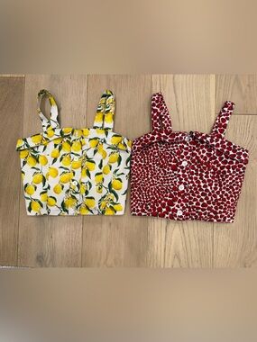 Crewcuts Girls' Red Strawberry & Yellow Lemon Tank Tops Set